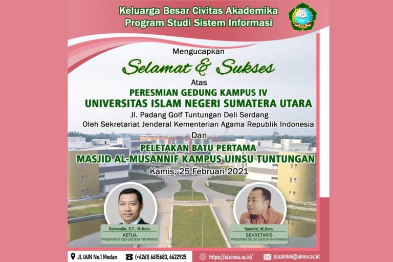 Selamat dan Sukses atas Peresmian Gedung Kampus IV UIN Sumatera Utara Medan